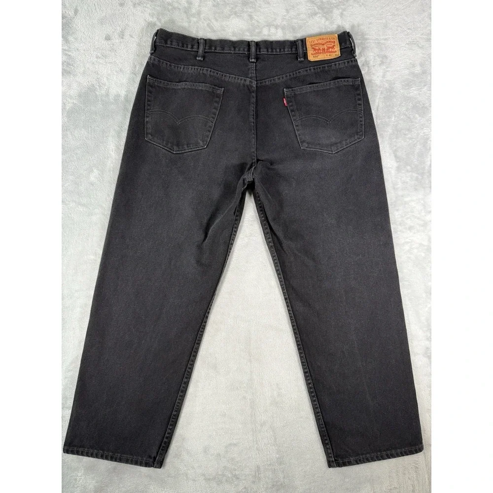 Levis 550 Jeans Mens‎ 42x30 Black Denim Relaxed Fit Tapered Leg